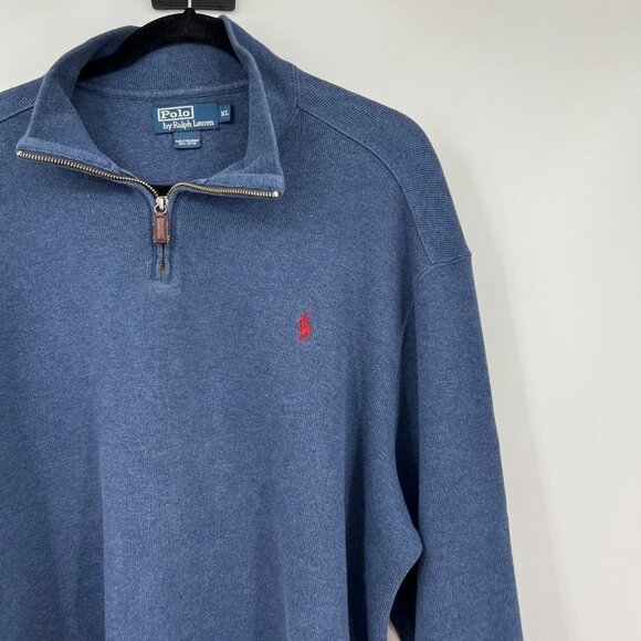 Vintage Polo Ralph Lauren Blue Quarter Zip Sweater men's size Extra Large Blue - Picture 4 of 10